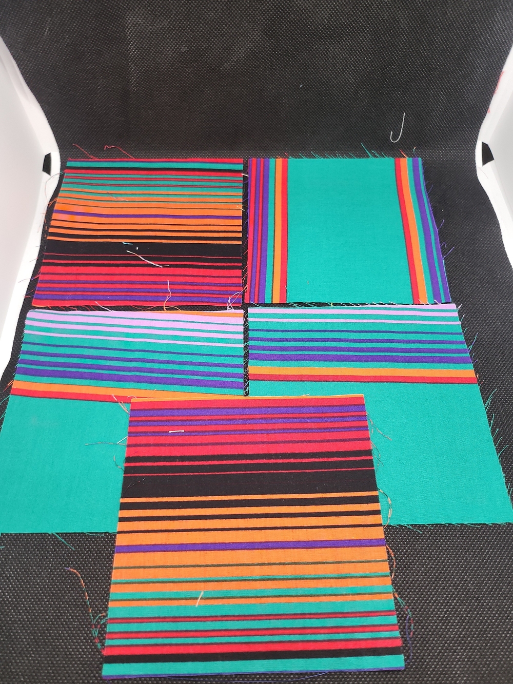 Colorblock Striped 4.75 Inch 5 Pcs Fabric Squares Precut